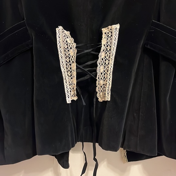 Custom Vintage Antique Lace Black Velvet Jacket - Picture 9 of 15